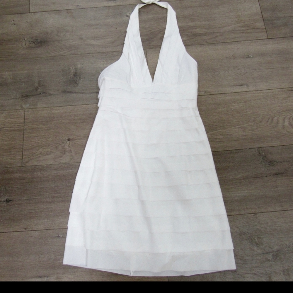 cocktail dress BCBG halter white party derby party
